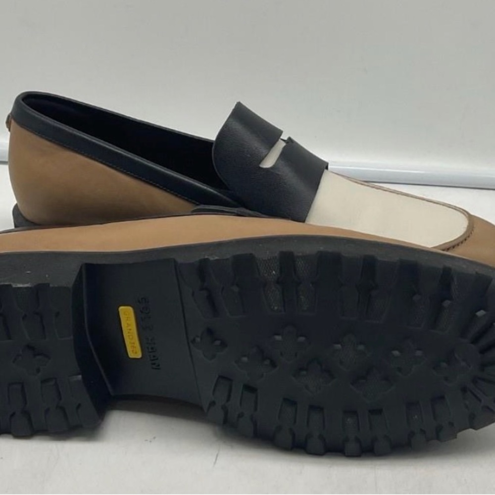 NEW Cole Haan Geneva Women's Two-Tone Leather Penny Loafers Black, Tan & White 9 - Picture 2 of 6